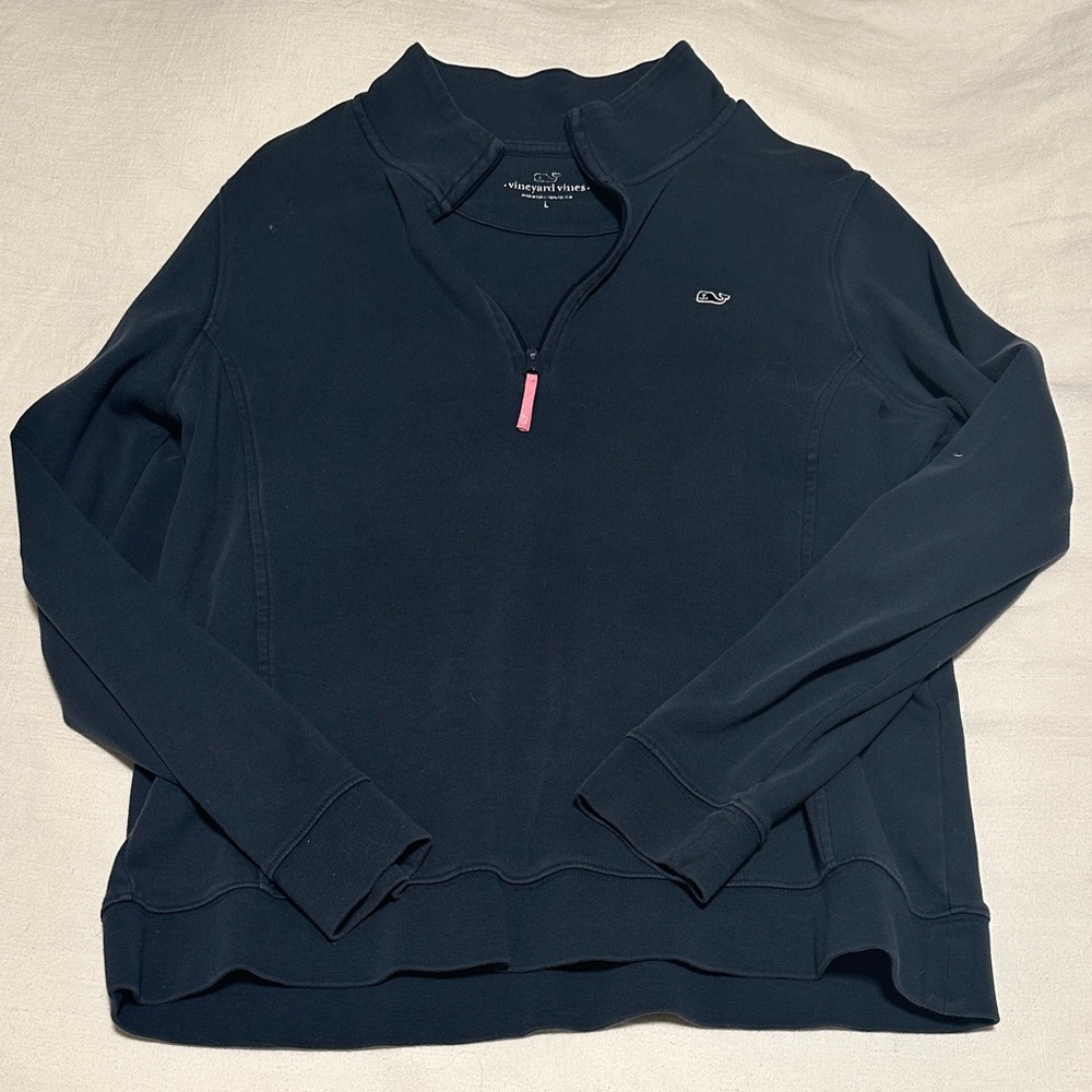 Vineyard Vines Dark Blue Pullover with Pink Accent